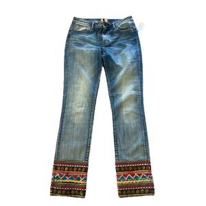 Driftwood Audrey Embellished Jeans Women’s Sz 29 Sequin Embroidered Cuff Artsy